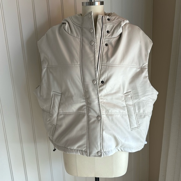 Miou Muse Jackets & Blazers - Faux Leather Hooded Vest